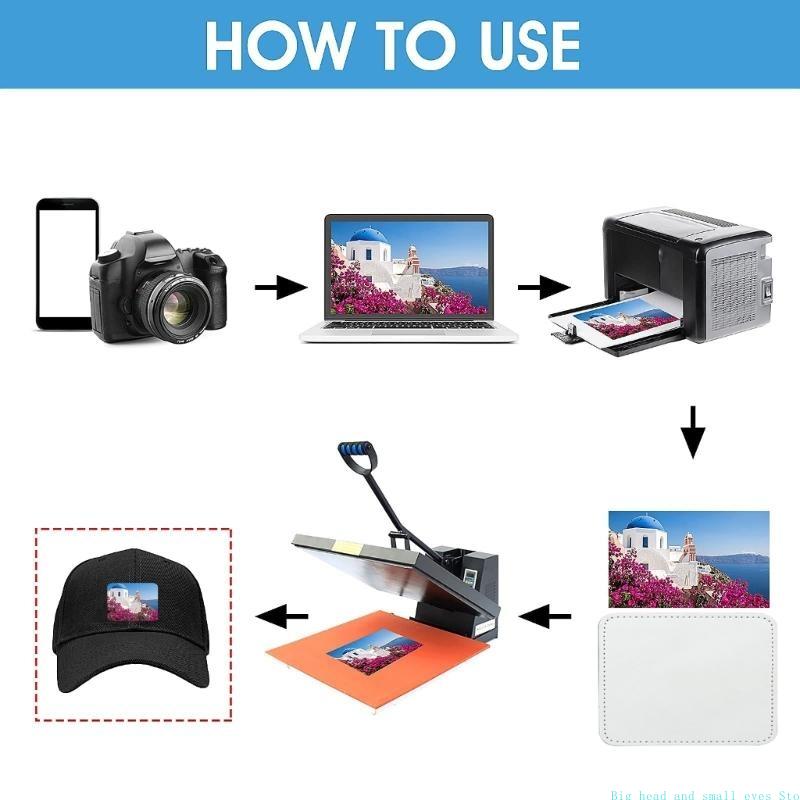 Hat Sublimation Blank - 581C 10 ชิ้นหมวกหนังเปล่าแพทช์ 8 รูปร่างสำหรับหมวกกางเกงยีนส์เสื้อแจ็คเก็ต